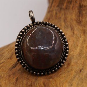 Vintage Brown Agate Quartz Handmade Silver Unisex Pendant